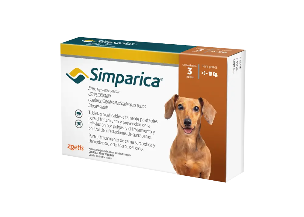 Simparica Comprimido Masticable 5 a 10 Kg – 20 mg (Precio por un comprimido)