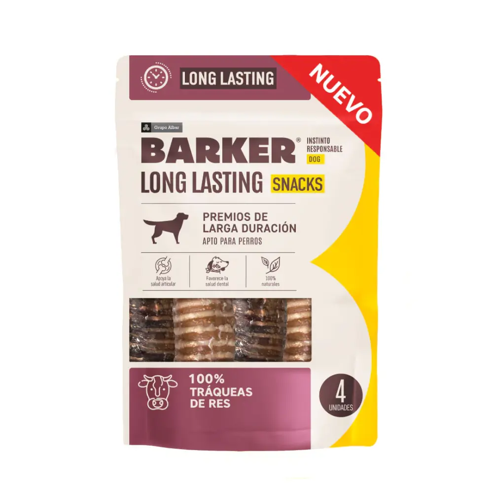 Barker LongLasting Snacks – Tráqueas de Res por 4 Unidades