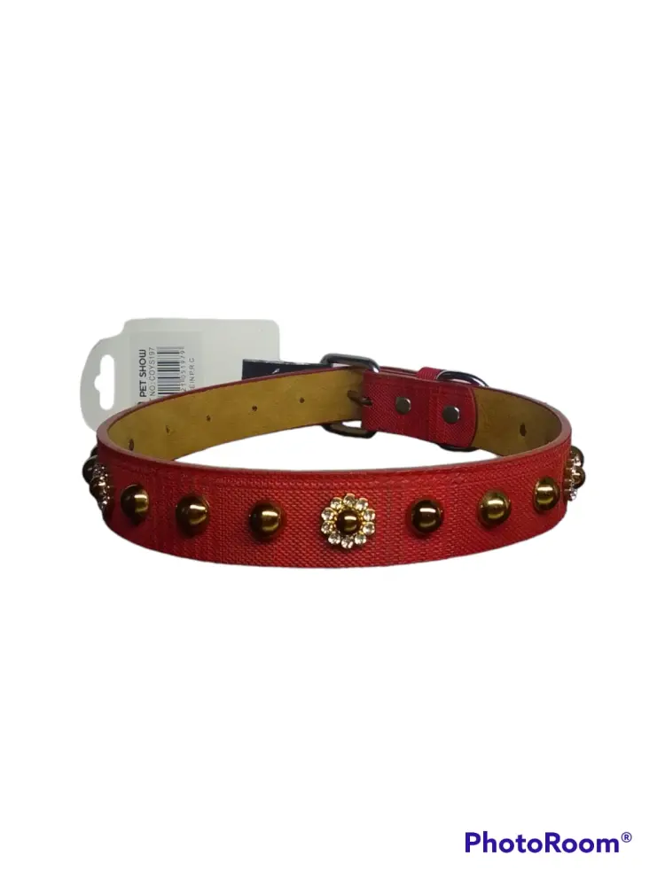 Collar para Perro Dorado con Rojo Talla M – L