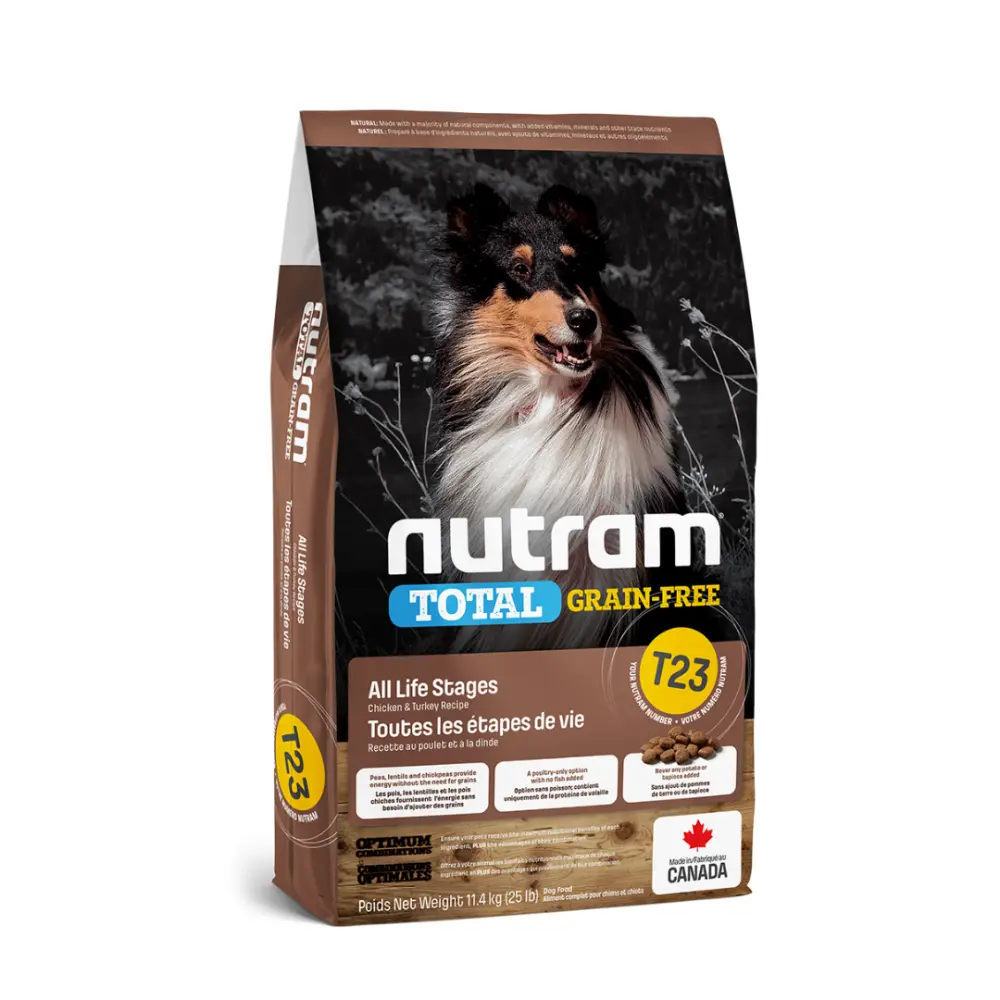 Nutram® T23 Total Grain-Free Turkey Chicken Duck 2 Kg.| Pollo, Pavo y Pato