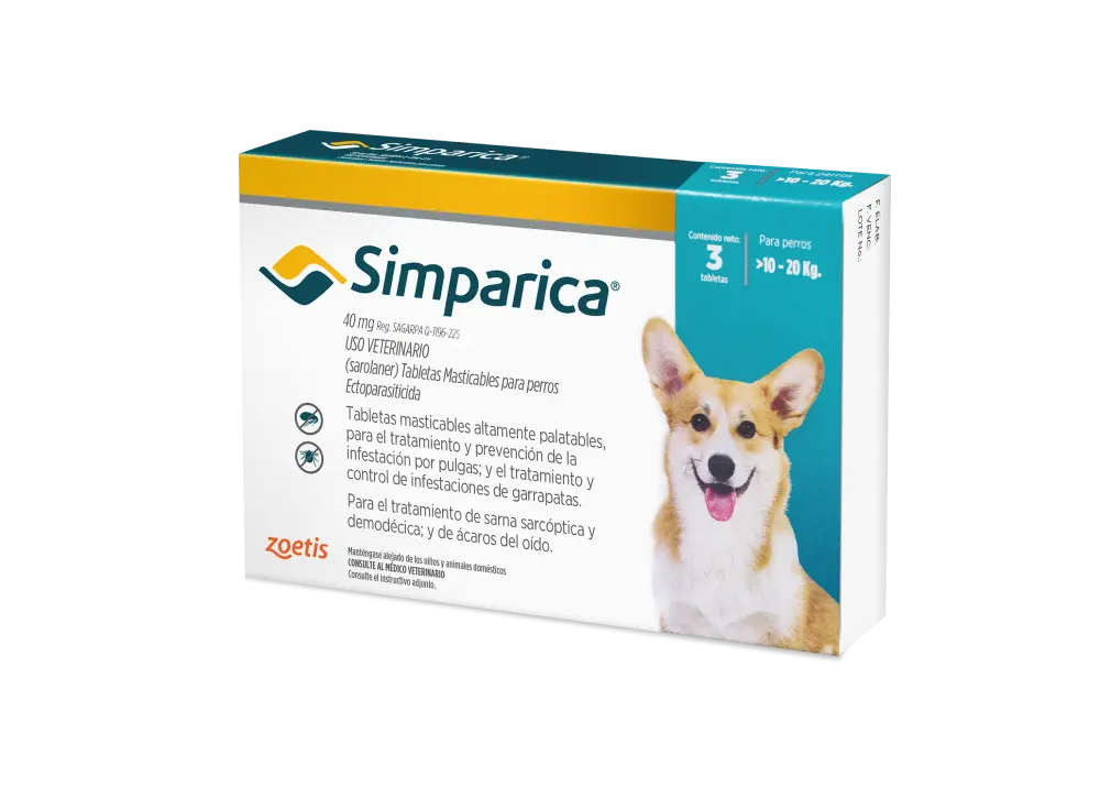 Simparica Comprimido Masticable 10 a 20 Kg – 40 mg (Precio por un comprimido)