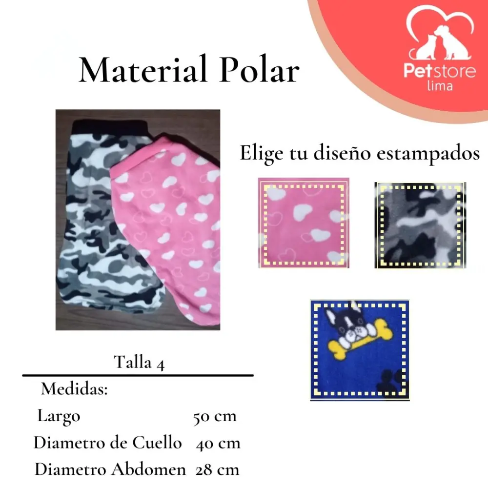 Ropa para Mascotas Talla 4- Elige tu Diseño Favorito