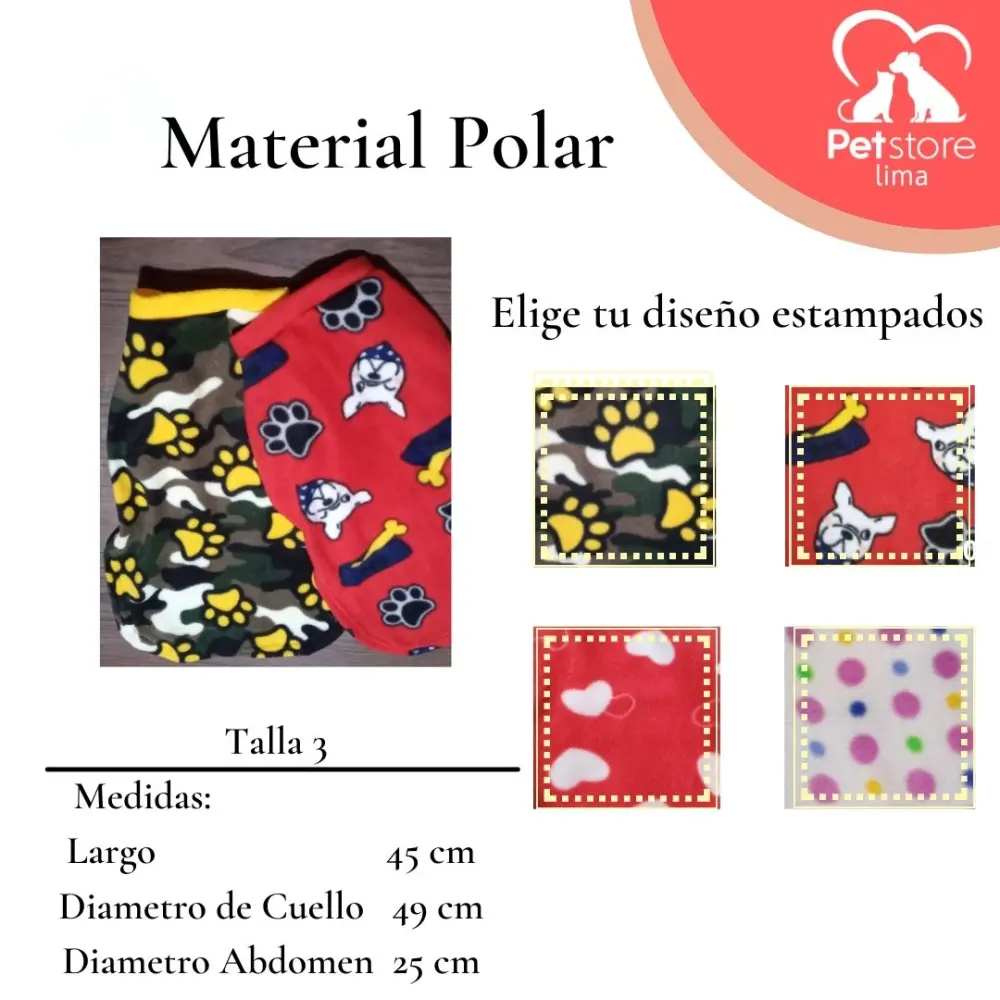 Ropa para Mascotas Talla 3- Elige tu Diseño Favorito