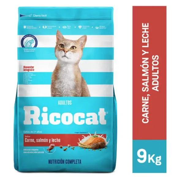 Ricocat Adulto Carne, Salmón y Leche 9 Kg