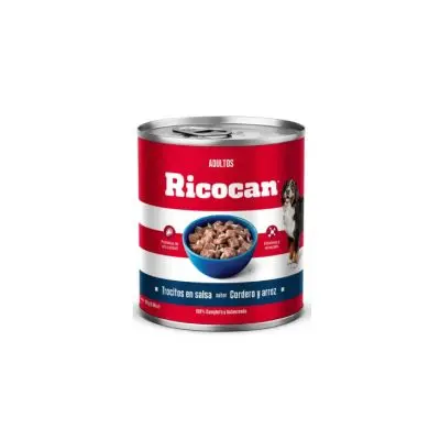 Ricocan Cordero y Arroz Adulto Trocitos Lata 280 Gr
