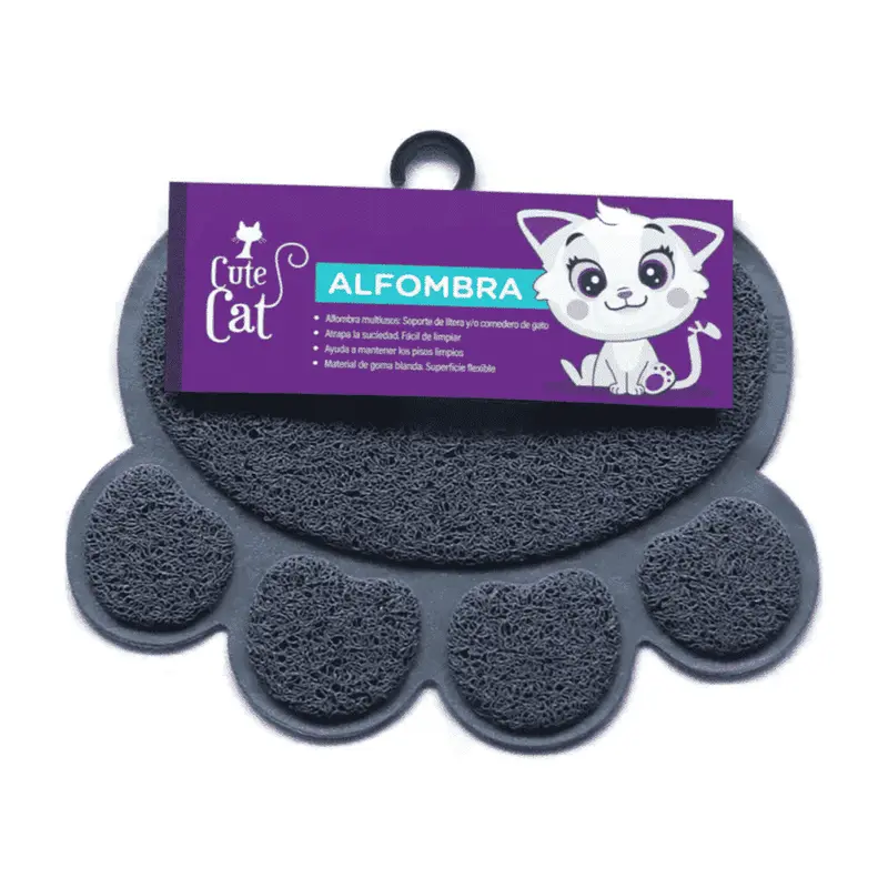 Cute Cat Alfombra Gris En Forma De Huella 30 Cm X 40 Cm