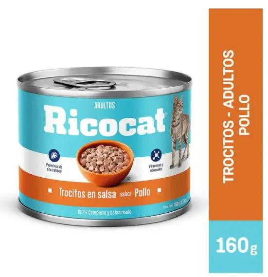 Ricocat Adulto Trocitos en Salsa sabor en Pollo 160 Gr