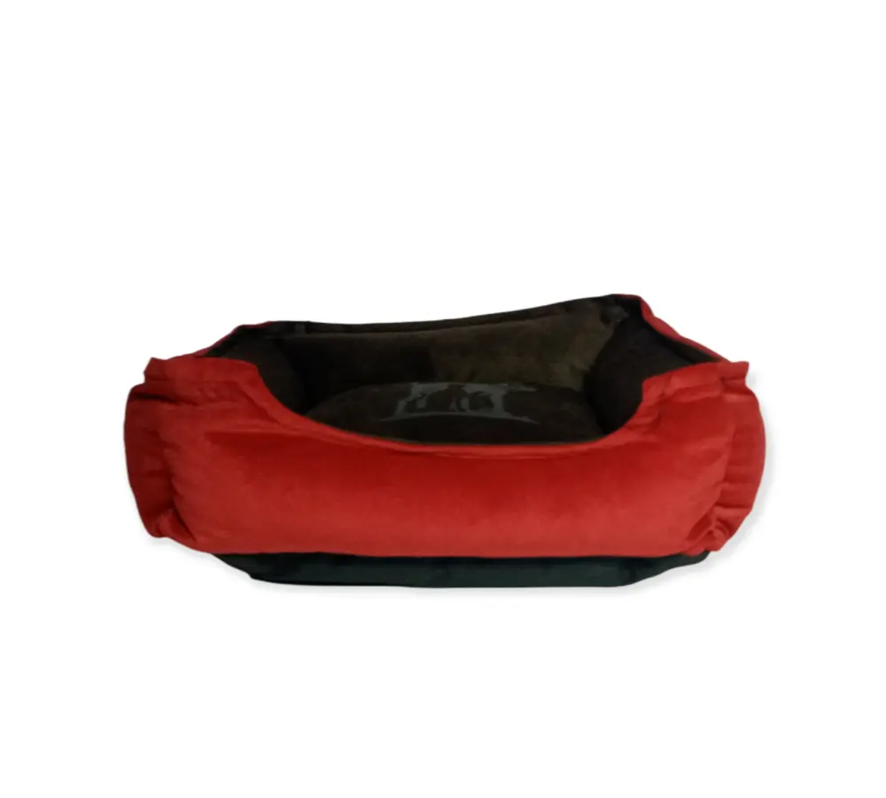 Cama Sofa Premium Talla S- Hipoalergénico Rojo con Marrón